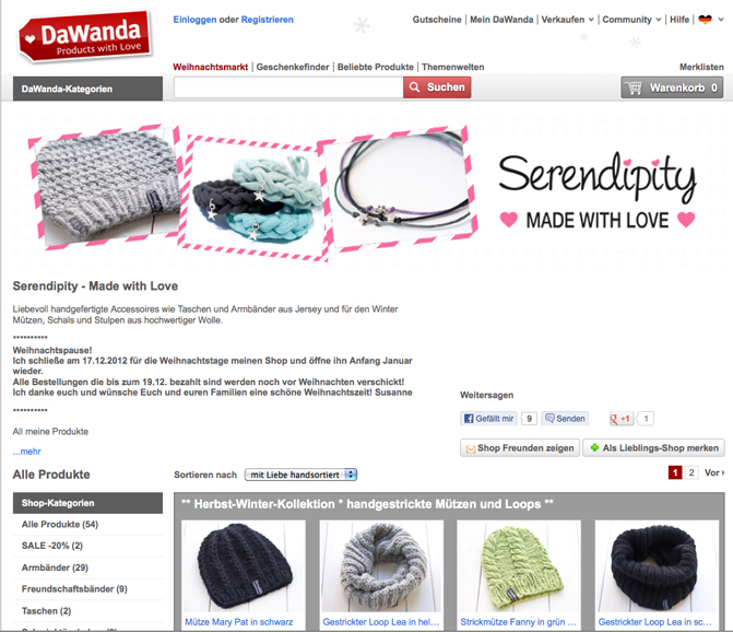 DaWanda-Shop-Eröffnung