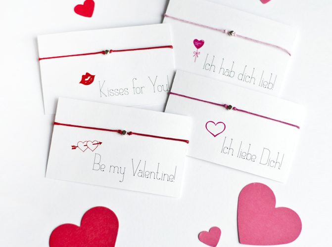 Valentinskärtchen für Freundschaftsbänder