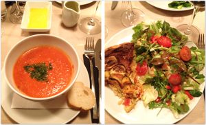 Tomatensuppe und Quiche Provencale