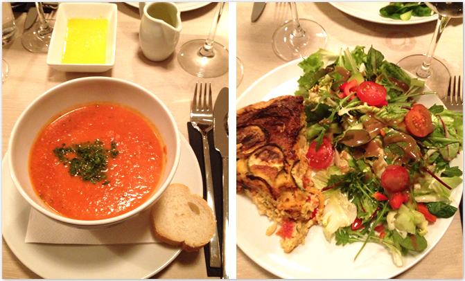 Tomatensuppe und Quiche Provencale