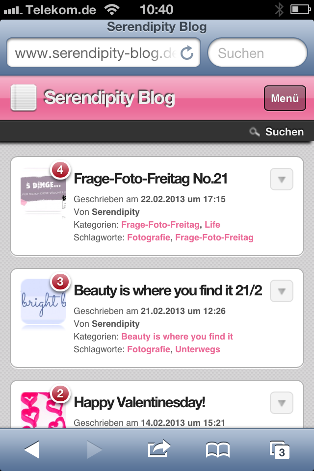 Ansicht Blog Smartphone Startseite