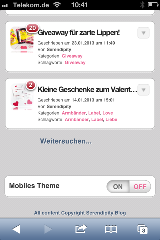 Mobiles Theme ausschalten