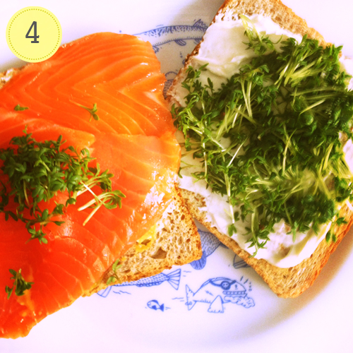 Frage 4 - Gegessen: Toast mit Lachs und Kresse