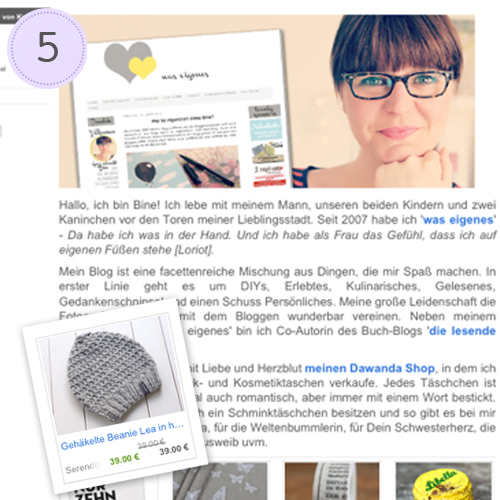 Frage 5 - Gefreut: Erwähnung auf der Lieblingsliste von Bine