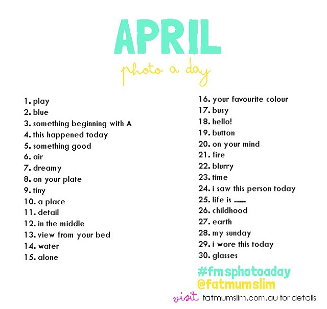 Photoaday April Liste