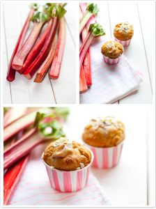 Rhabarber-Muffins mit weißer Schoko