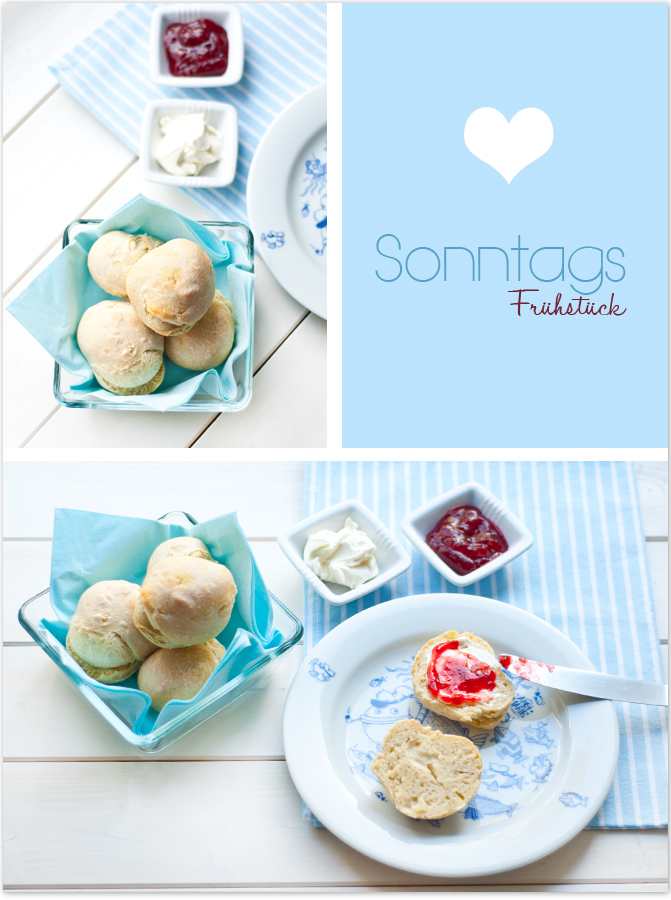Sonntagsfrühstück mit selbstgebackenen Brötchen