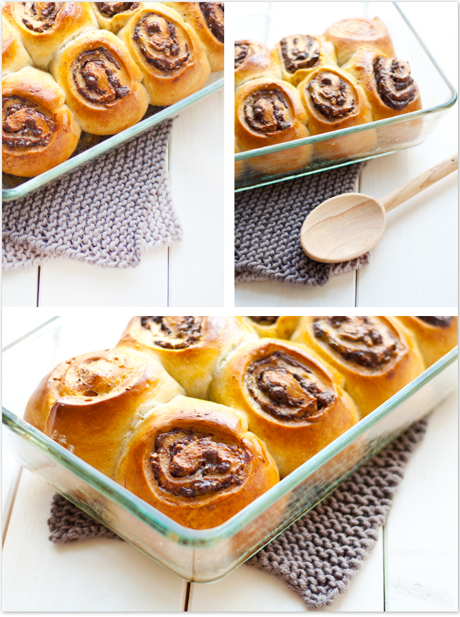Hefeschnecken mit Nutella, Mandeln und Zimt