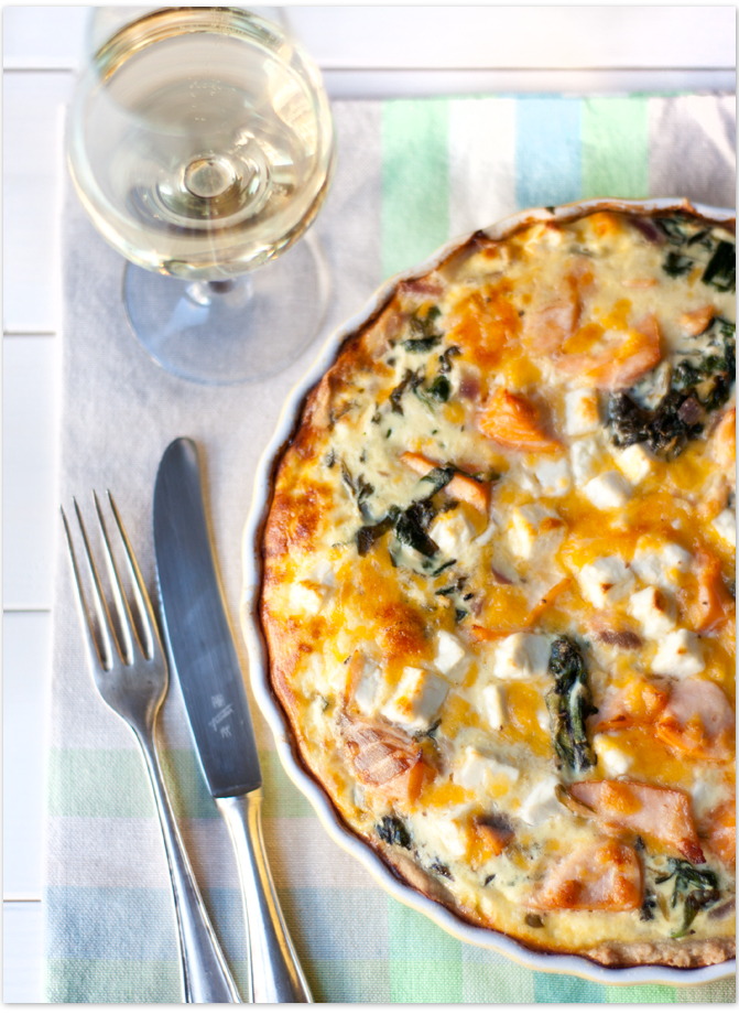 Quiche mit Spinat, Lachs und Feta