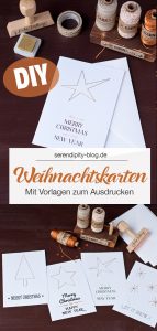 Weihnachtskarten DIY mit Kupfergarn und Vorlagen zum ausdrucken