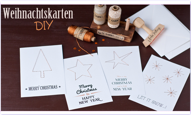 Weihnachtskarten DIY mit Kupfer