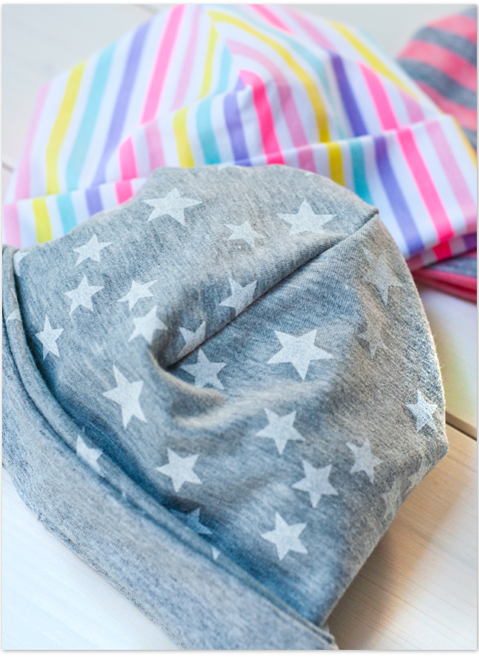 Jersey-Beanie für Kinder selbstgenäht mit Anleitung und Schnittmuster Kinderbeanie aus Jersey inkl. Schnittmuster und DIY-Anleitung
