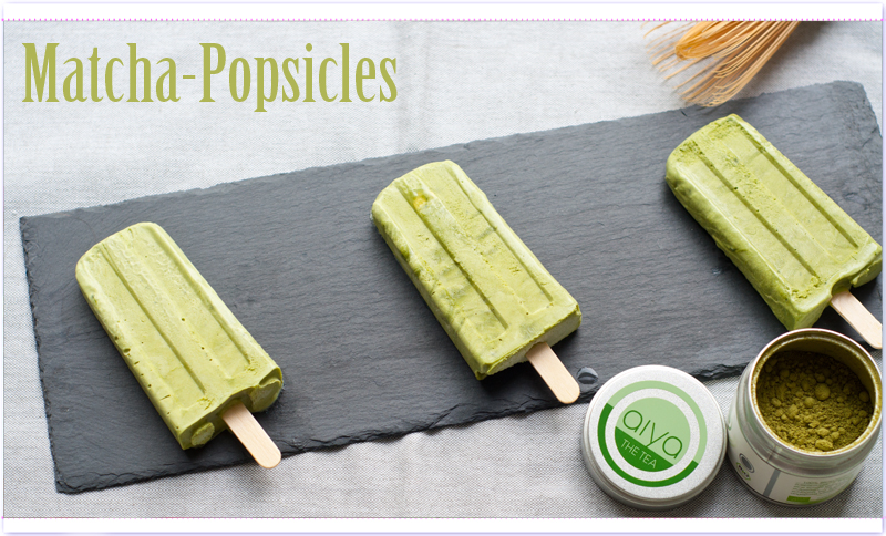 Matcha Eis Popsicles aus grünem Tee