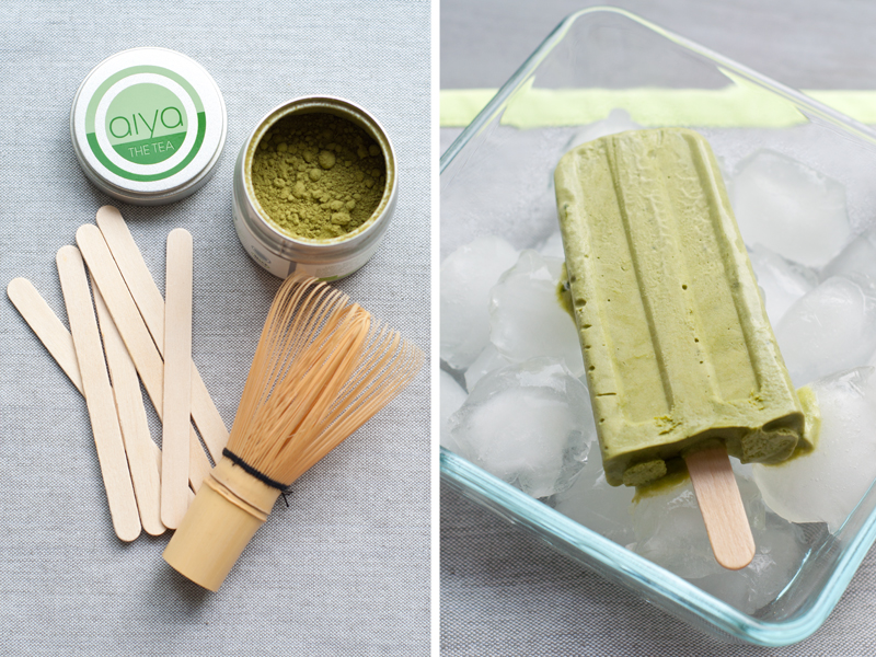 Matcha Eis Popsicles aus grünem Tee