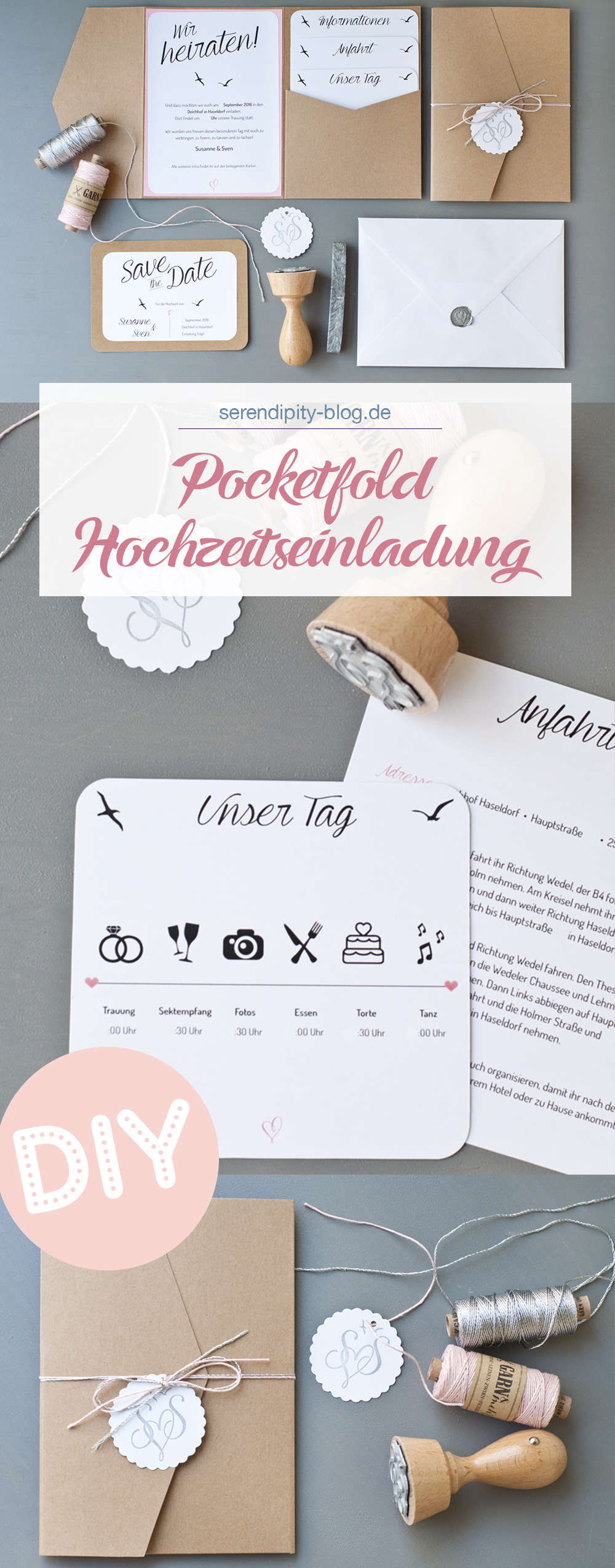 DIY Pocketfold Hochzeitseinladung