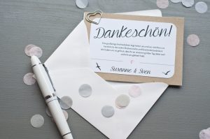 Dankeskarte Hochzeit mit Konfetti