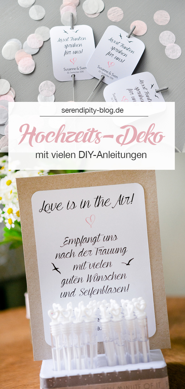 Hochzeits-Deko DIY Wunderkerzen und Seifenblasen