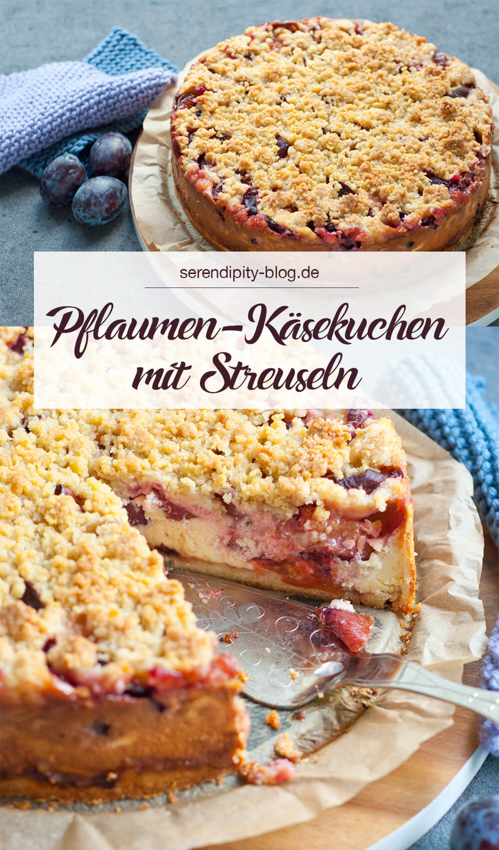 Pflaumen-Käsekuchen mit Streuseln