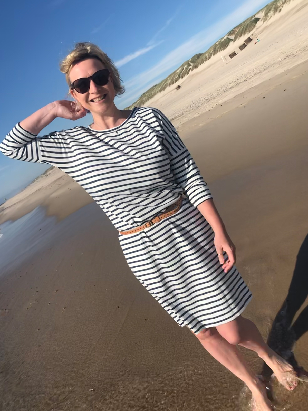 Kleid Elly aus Romanit Jersey in blau-weiß gestreift