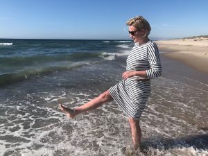 Kleid Elly aus Romanit Jersey in blau-weiß gestreift