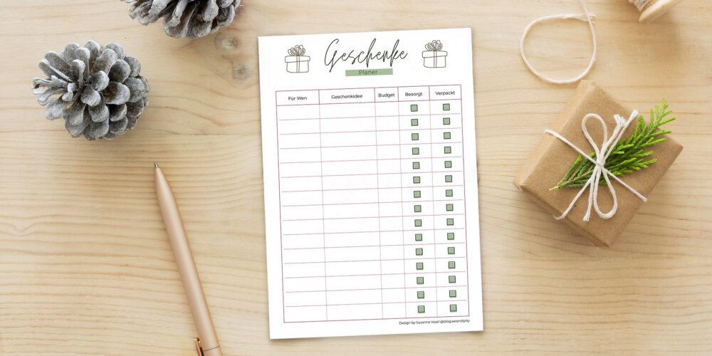 Geschenkeplaner zum Download - Freebie