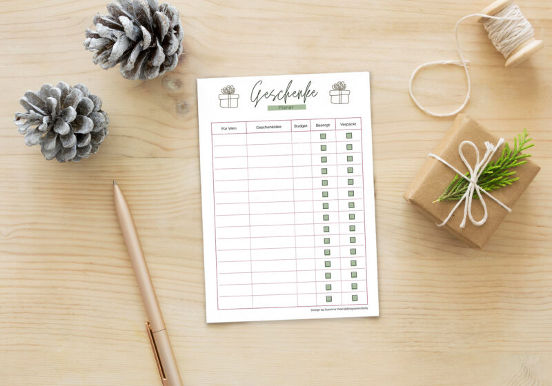 Geschenkeplaner zum Download - Freebie